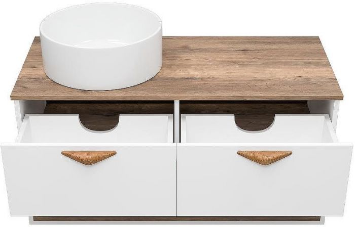 Тумба под раковину Brevita Bergen 105 BER-07105-19-01-2Я подвесная Белая матовая Дуб Галифакс олово