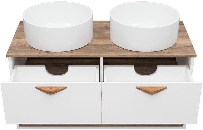 Тумба под раковину Brevita Bergen 105 BER-07105-19-01-2Я подвесная Белая матовая Дуб Галифакс олово