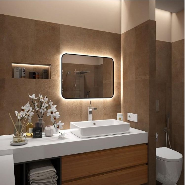 Зеркало Maretti Florenza 80 FL148060P14EL с подсветкой цвет Черный с бесконтактным выключателем Зеркало Maretti Florenza 80 FL148060P14EL с подсветкой цвет Черный с бесконтактным выключателем