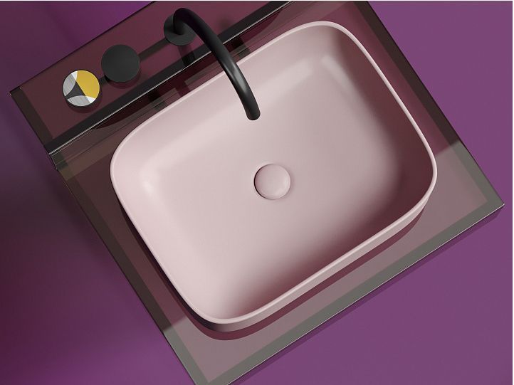 Умывальник CERAMICANOVA Element чаша накладная прямоугольная (цвет Розовый Матовый) CN6052MP