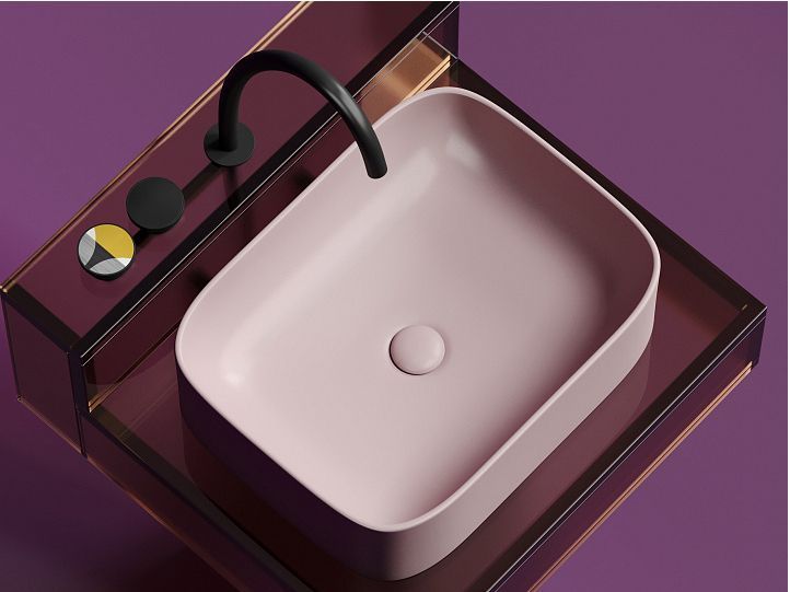 Умывальник CERAMICANOVA Element чаша накладная прямоугольная (цвет Розовый Матовый) CN6052MP