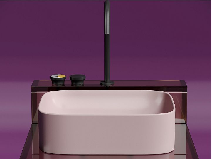 Умывальник CERAMICANOVA Element чаша накладная прямоугольная (цвет Розовый Матовый) CN6052MP