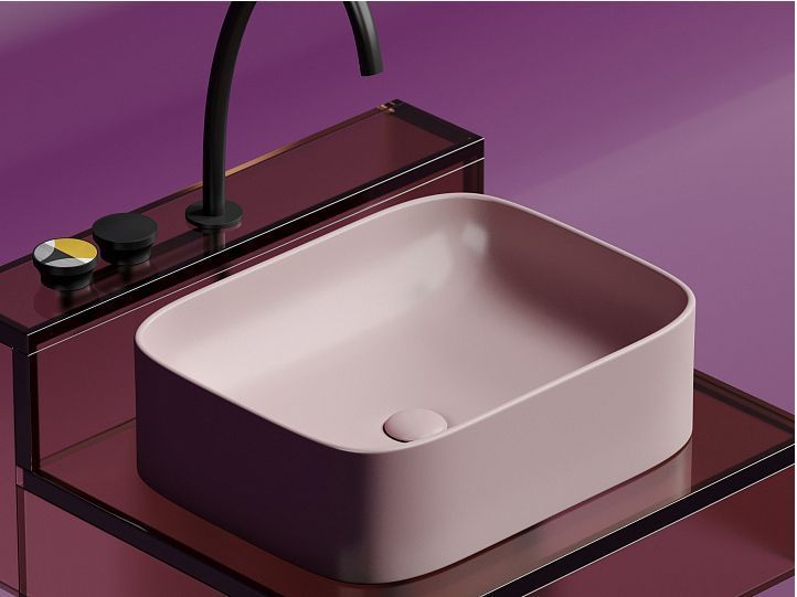Умывальник CERAMICANOVA Element чаша накладная прямоугольная (цвет Розовый Матовый) CN6052MP