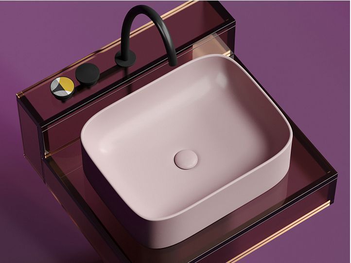 Умывальник CERAMICANOVA Element чаша накладная прямоугольная (цвет Розовый Матовый) CN6052MP