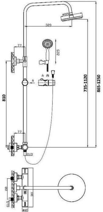 Душевая система Agger Thermo A2451244 Черная