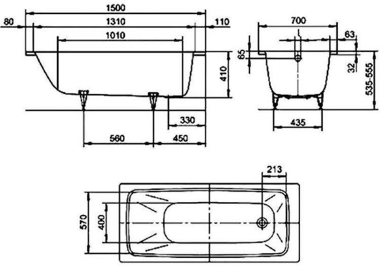 Стальная ванна Kaldewei Cayono 747 150x70 274700010001 без покрытия