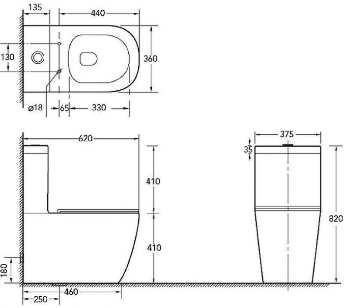 Унитаз компакт SantiLine SL-5016 Белый с бачком и сиденьем Микролифт