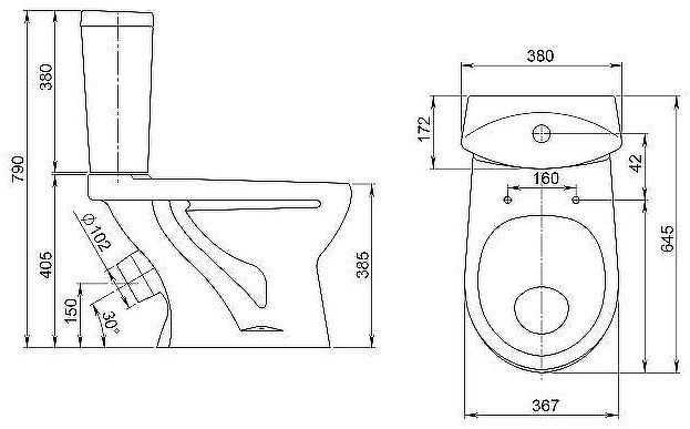 Унитаз компакт Santeri Ультра 1.P401.3.S01.00B.F с бачком и сиденьем