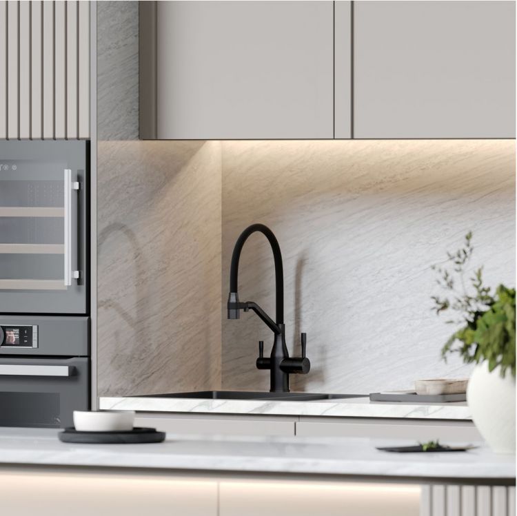Смеситель для кухни Sancos Orta с гибким изливом, цвет матовый черный/черный, SC4008MB