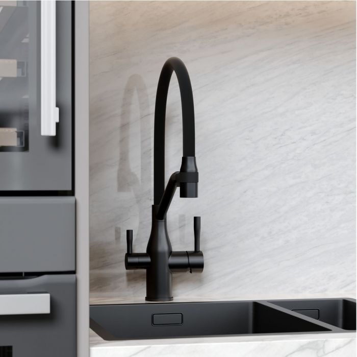 Смеситель для кухни Sancos Orta с гибким изливом, цвет матовый черный/черный, SC4008MB