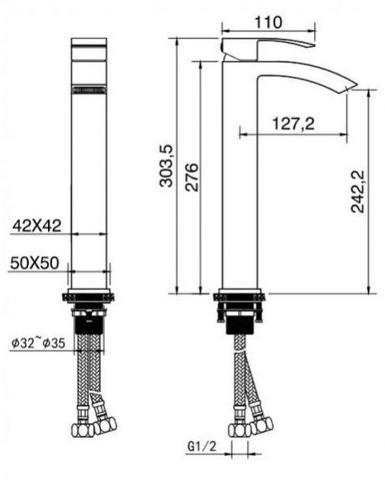 Смеситель для раковины FILARETE Waterfall FL6010BG цвет Графит