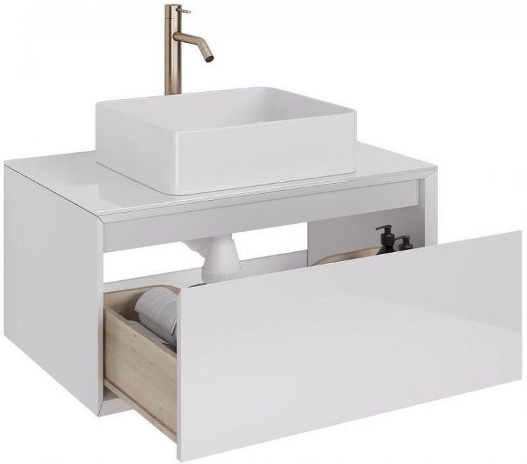 Тумба под раковину Dreja Insight 80 99.9200 подвесная Белый глянец