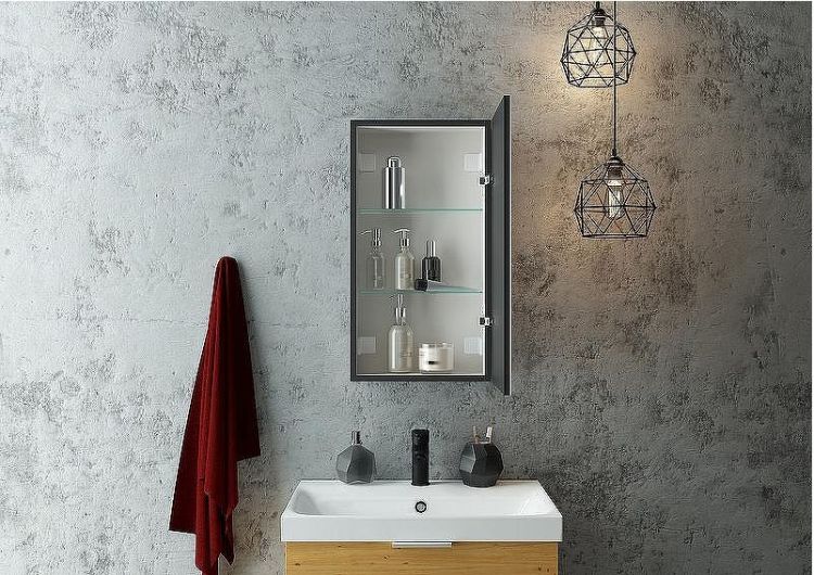 Зеркальный шкаф Континент Mirror Box black Led 35 R МВК054 с подсветкой Черный