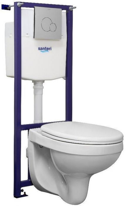 Комплект унитаза с инсталляцией Santeri Альфа 1.3815.9.S00.00B.0 с сиденьем и клавишей смыва Хром