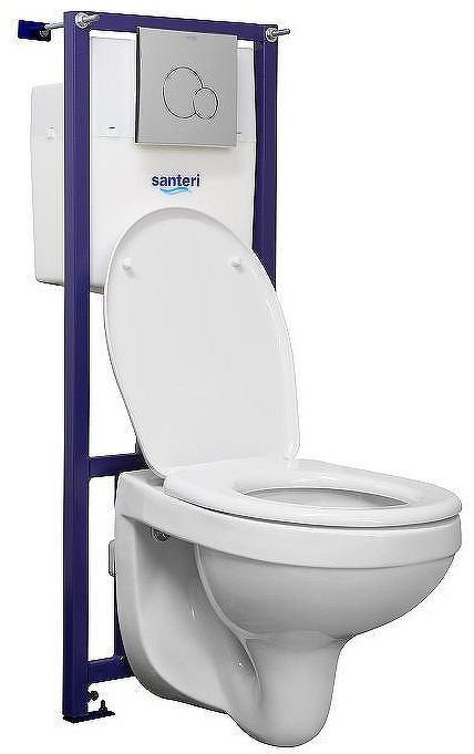 Комплект унитаза с инсталляцией Santeri Альфа 1.3815.9.S00.00B.0 с сиденьем и клавишей смыва Хром