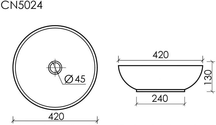Умывальник чаша SANCOS накладная круглая Element 420x420x130мм, CN5024