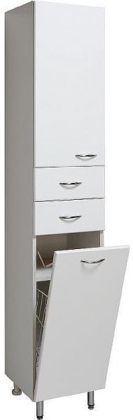 Шкаф пенал Runo Эконом 30 L 00000000124 с бельевой корзиной Белый