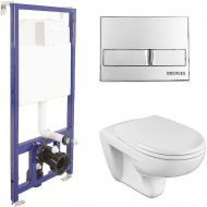 Комплект унитаза Roca Mateo 346200000+ZRU9302822 с инсталляцией Berges Novum L3 040213 с сиденьем Микролифт и клавишей смыва Хром