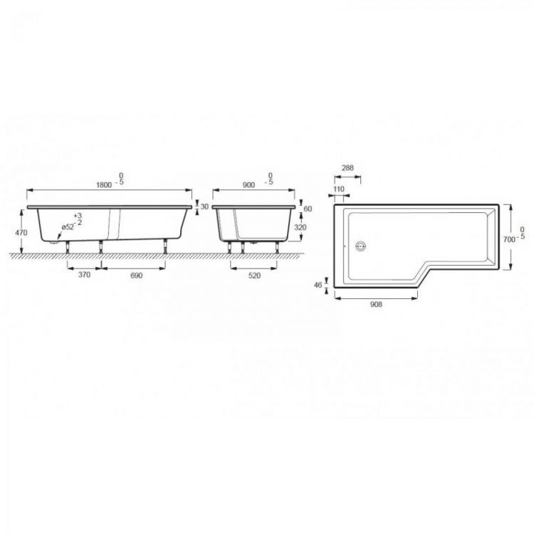 Акриловая ванна 180х90 Jacob Delafon Bain Douche NEO E6D004L-00 Акриловая ванна 180х90 Jacob Delafon Bain Douche NEO E6D004L-00