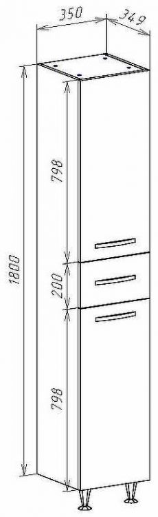 Шкаф пенал Bellezza Рокко 35 4623704090038 Красный Белый