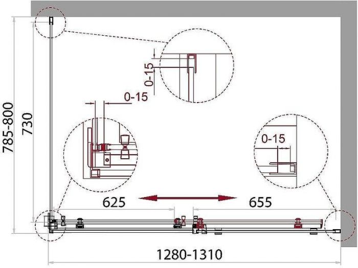 Душевой уголок BelBagno Acqua 130х80 ACQUA-AH-1-130/80-C-Cr профиль Хром стекло прозрачное