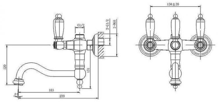 Смеситель для ванны Caprigo Adria-Classic Metal Edition 03M-518-crm Хром