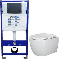 Комплект унитаза Ceramicanova Play CN3001 с инсталляцией WellWant Standart 50 WWISI111BB с сиденьем Микролифт и Черной матовой клавишей смыва