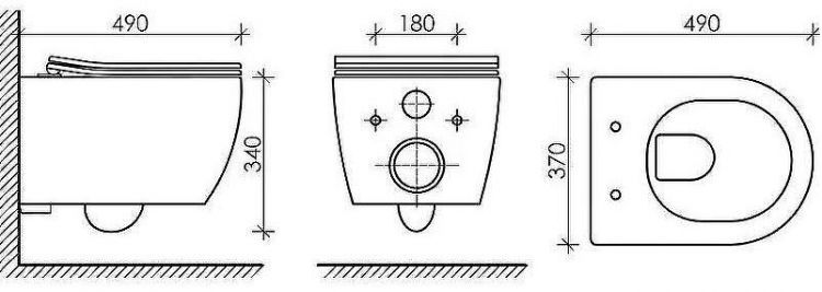 Комплект унитаза Ceramicanova Play CN3001 с инсталляцией WellWant Standart 50 WWISI111BB с сиденьем Микролифт и Черной матовой клавишей смыва