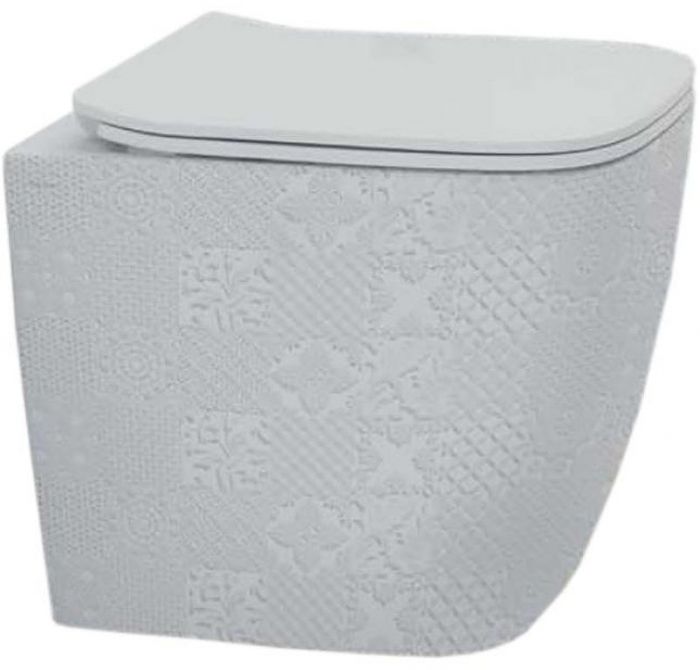 Унитаз Artceram A16 ASV004 01 86 приставной Белый с декором Cementina