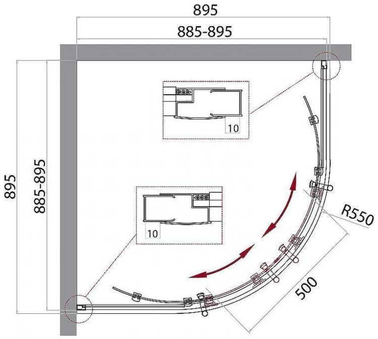 Душевой уголок BelBagno Uno 90х90 UNO-195-R-2-90-C-NERO профиль Черный матовый стекло прозрачное