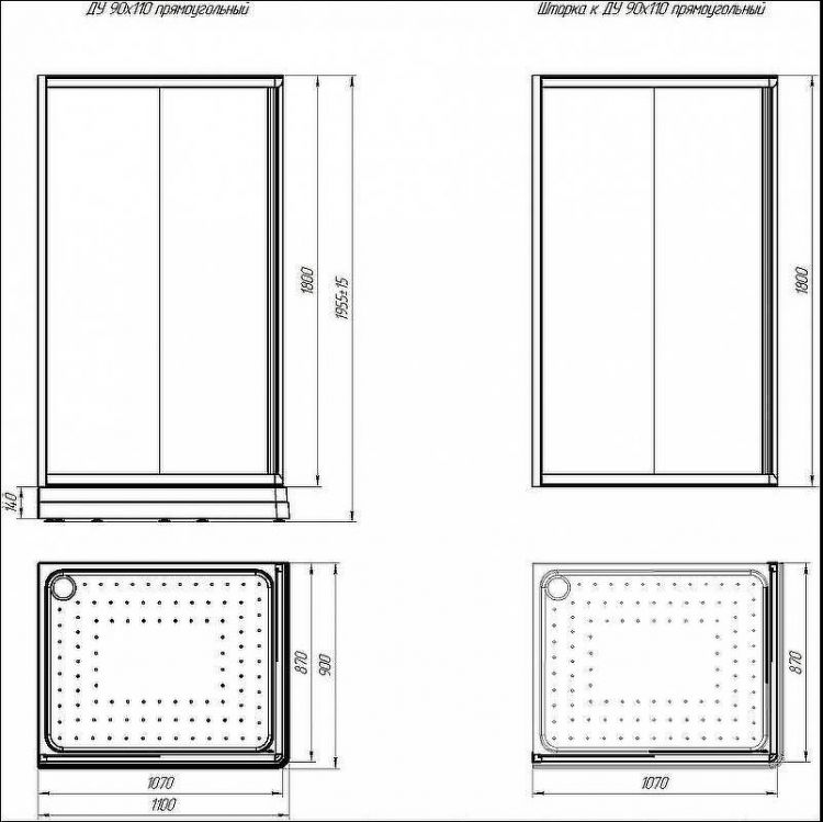 Душевой уголок Radomir Дрим 110x90 L 1-03-6-1-0-1221 профиль Черный стекло матовое