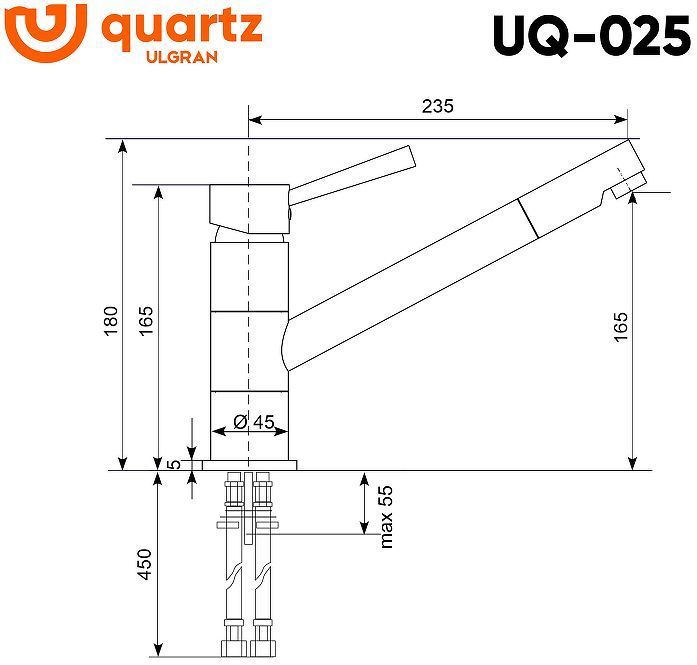 Смеситель для кухни Ulgran Quartz UQ-025-05 цвет Бетон
