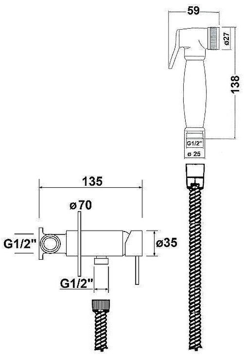 Гигиенический душ со смесителем Reitano Rubinetteria Rhapsody 55STFBSRBR Бронза