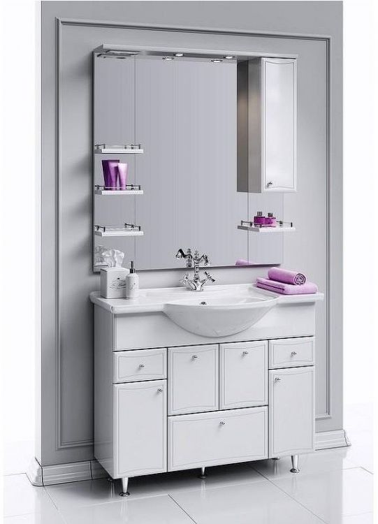 Зеркало со шкафом Aqwella Барселона 100 Ba.02.10 с подсветкой Белое