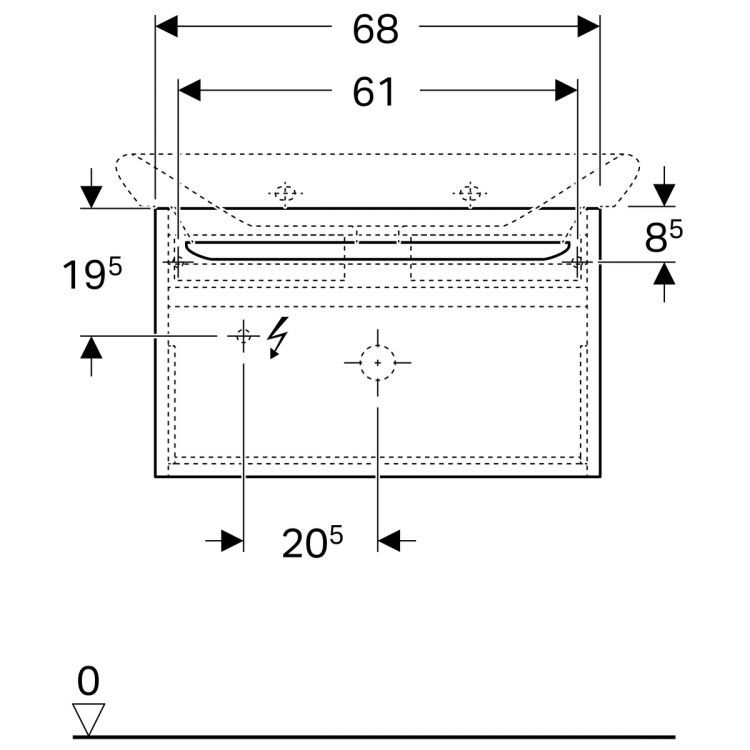 Тумба под раковину Geberit myDay, 68x41, какао с молоком [Y824081000]