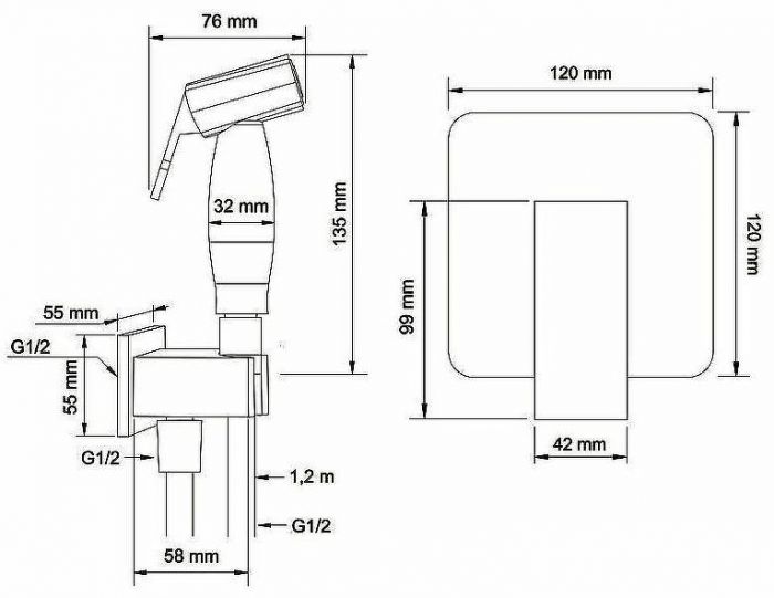 Гигиенический душ со смесителем Swedbe Platta 5549B Черный матовый