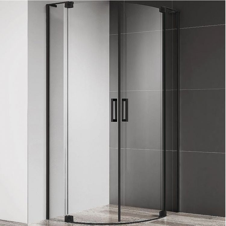 Душевой уголок Cezares Slider 90x90 SLIDER-R-2-80/90-C-NERO профиль Черный матовый стекло прозрачное