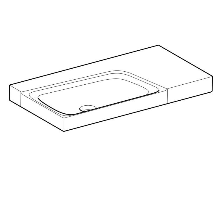 Раковина Geberit Xeno? с полочкой справа, без отверстия, без перелива 90х48 [500.534.01.1]