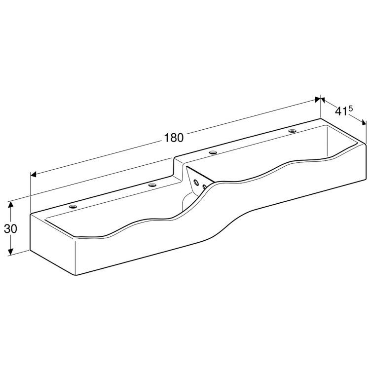 Детская раковина Geberit Bambini под четыре смесителя, нижняя раковина слева, двойная, двухуровневая, 180х41.5, Varicor, альпийский белый [430000016]