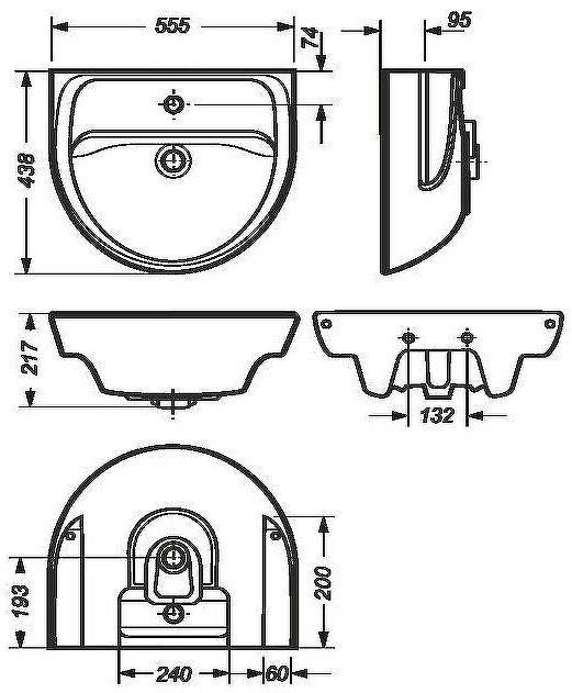 Раковина Sanita Эталон 55 WB.PD/Etalon/55-C/WHT.G/S1 Белая
