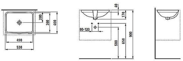 Раковина Laufen Pro 53 8.1196.0.000.109.1 Белая
