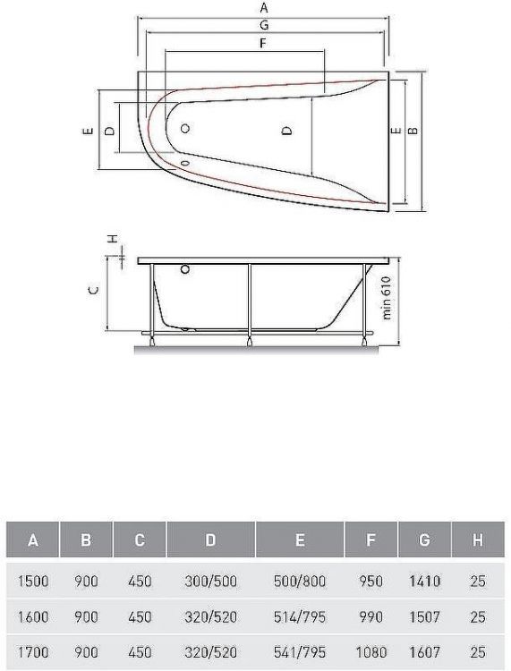 Акриловая ванна Vayer Boomerang 170x90 R Гл000009591 без гидромассажа