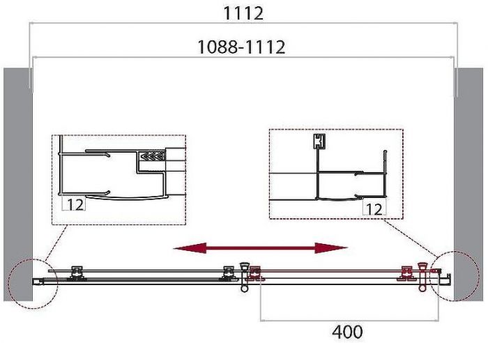 Душевая дверь BelBagno Uno 110 UNO-195-BF-1-110-P-Cr профиль Хром стекло рифленое