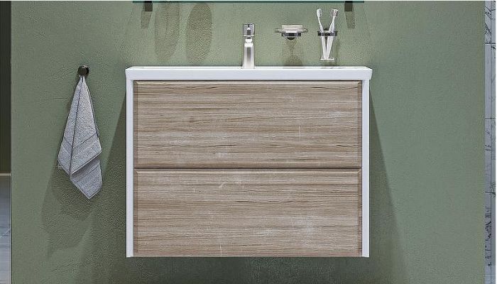 Тумба под раковину Velvex Gesso 80 tp.GES.9696.80.2Y подвесная Белая матовая Дуб сонома