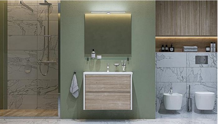 Тумба под раковину Velvex Gesso 80 tp.GES.9696.80.2Y подвесная Белая матовая Дуб сонома