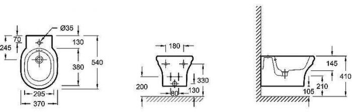 Биде Jacob Delafon Cleo EMI0002-0 подвесное Белое