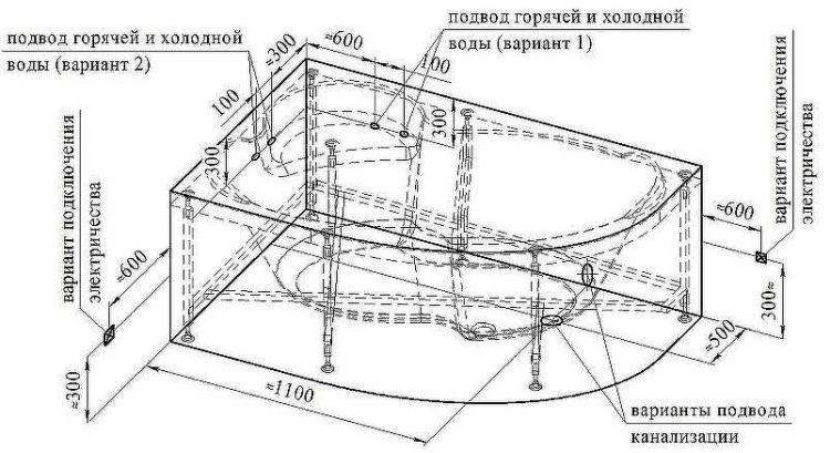 Акриловая ванна Radomir Vannesa Ирма 160х105 L 2-76-2-1-9-229 с гидромассажем Баланс Хром
