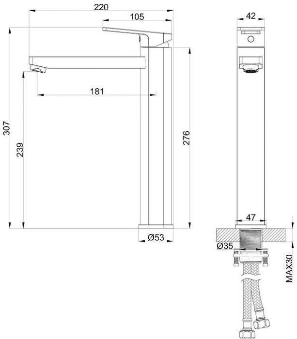 Смеситель для раковины Wonzon & Woghand Frame WW-88239010-BG цвет Брашированное золото