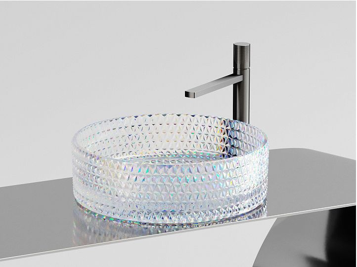 Умывальник CERAMICANOVA Cristal чаша накладная круглая (цвет неон) 360 мм CN6059