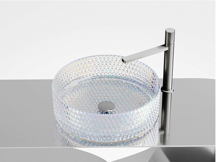 Умывальник CERAMICANOVA Cristal чаша накладная круглая (цвет неон) 360 мм CN6059